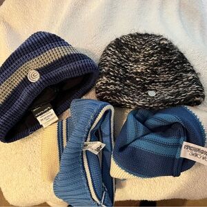 Four knit beanies - great for early morning golf or tennis